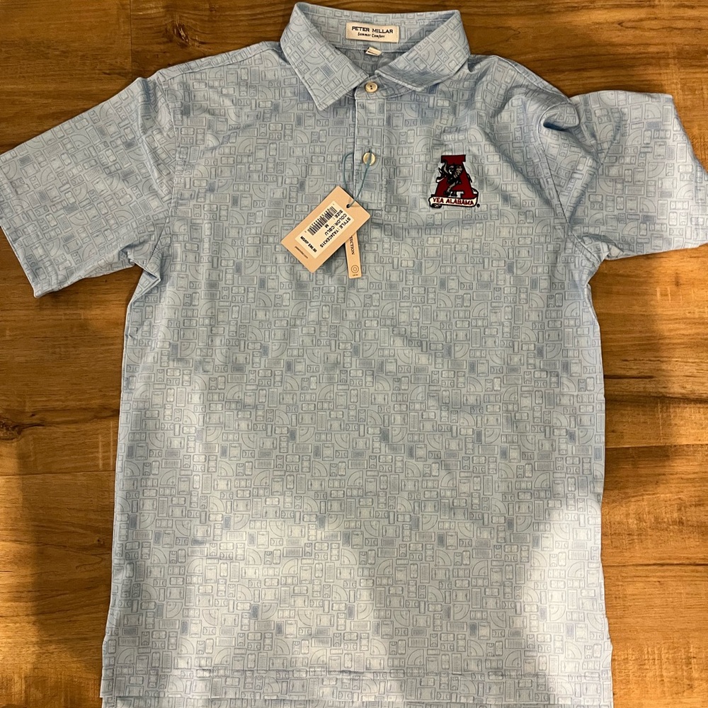 Peter Millar Sky Blue Patterned Polo Shirt